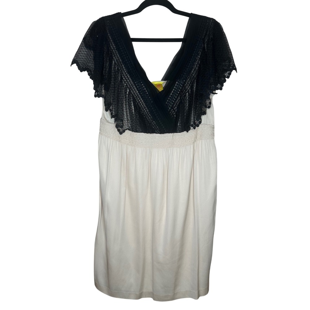 Catherine Malandrino‎ V Neck Dress Black Lace Detail Silk Blend Party Dress 12